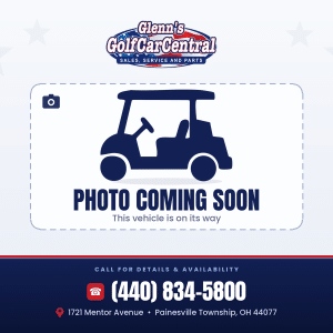 Glenn's Golf Car Central placeholder with a navy golf cart icon and 'Photo Coming Soon' text; on-brand blue theme.